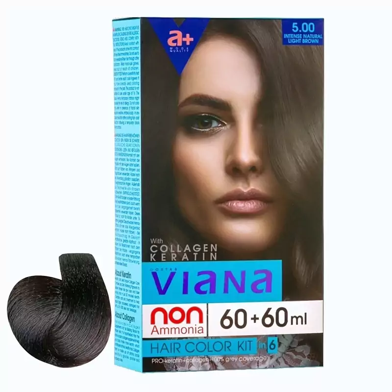 کیت رنگ مو ویانا شماره 5.00 حجم 120 میلی لیتر رنگ قهوه ایی طبیعی روشن