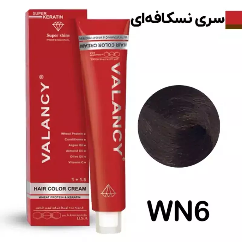 رنگ مو طبیعی n6 والنسی رنگمو بلوند تیره طبیعی تیره 100 میل انواع رنگ موی پودر دکلوره دکوپاژ بالیاژ رنگ پرستیژ موجوده