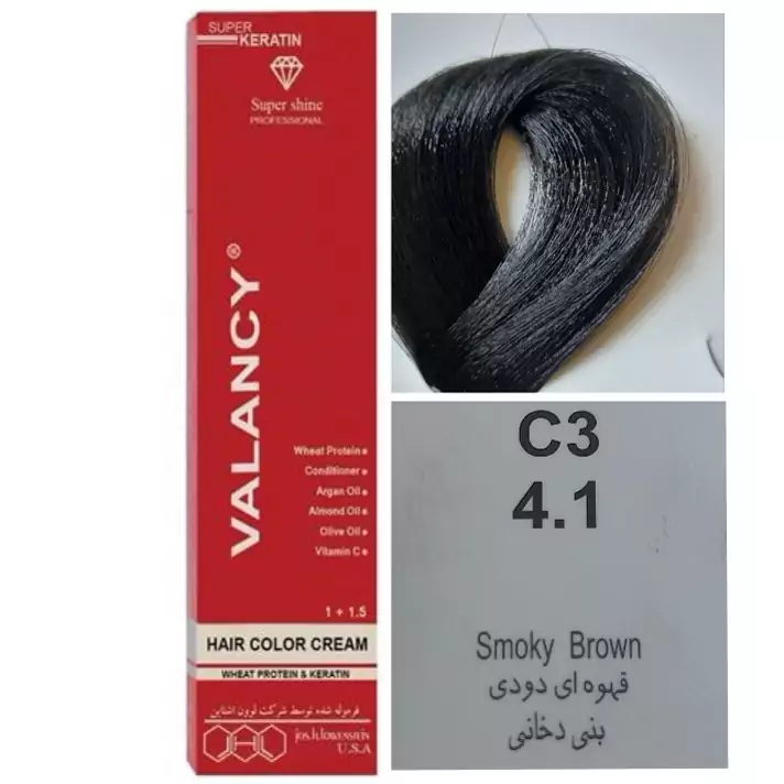 رنگ مو قهوه ای دودی c3 والنسی رنگموی گیاهی دودی 3 ولنسی رنگمو پوشش سفیدی مو انواع پودر دکلره دکوپاژ اولاپلکس موجوده