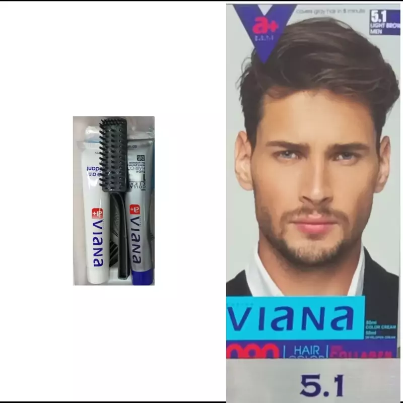 کیت رنگ موی بدون آمونیاک مردانه ویانا VIANA قهوه ایی روشن 5.1