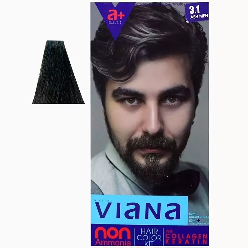 کیت رنگ مو ویانا شماره 3.1 حجم 120 میلی لیتر رنگ قهوه ایی خاکستری تیره 