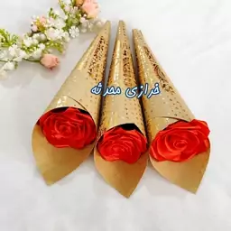 شاخه گل رز مصنوعی گل روبانی زیبا دارای رنگ بندی جذاب(دونه ای)