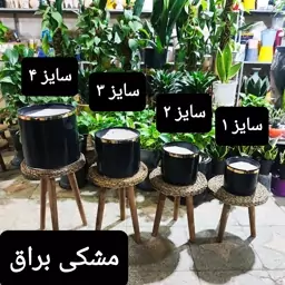 گلدان استوانه مشکی براق ست 4 عددی