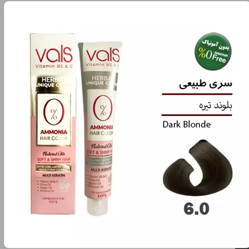 رنگ موی گیاهی بدون آمونیاک والس بلوند تیره سری طبیعی شماره 6.0