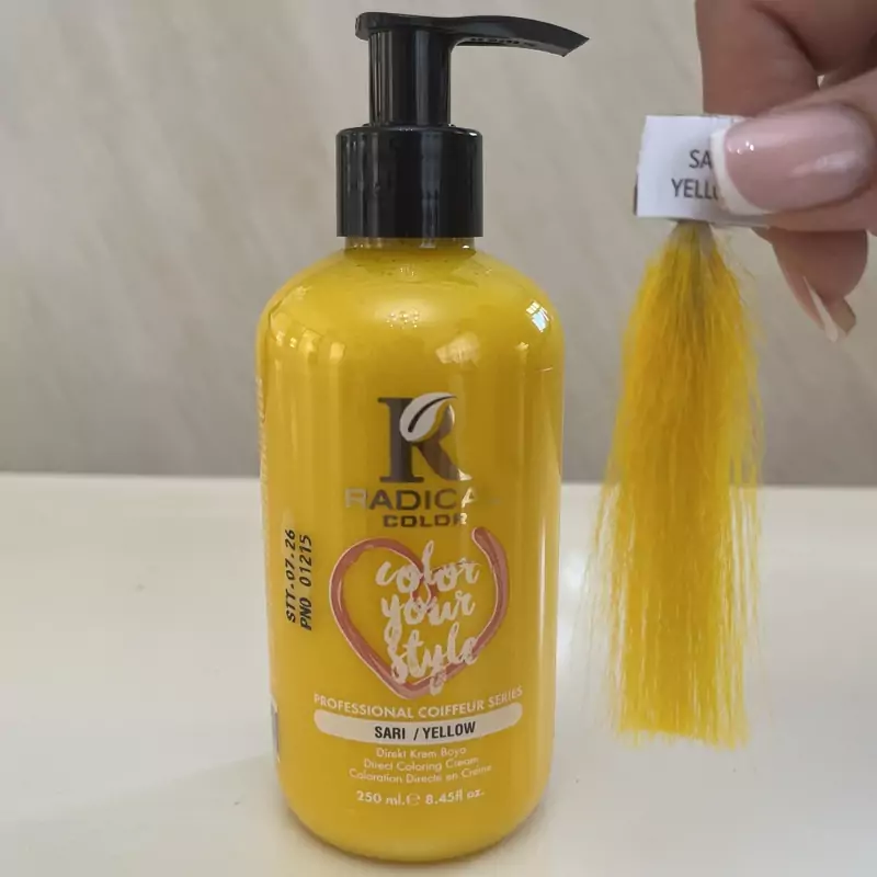 شامپو رنگ مو رادیکال کالر رنگ   yellow حجم 250میلی 

