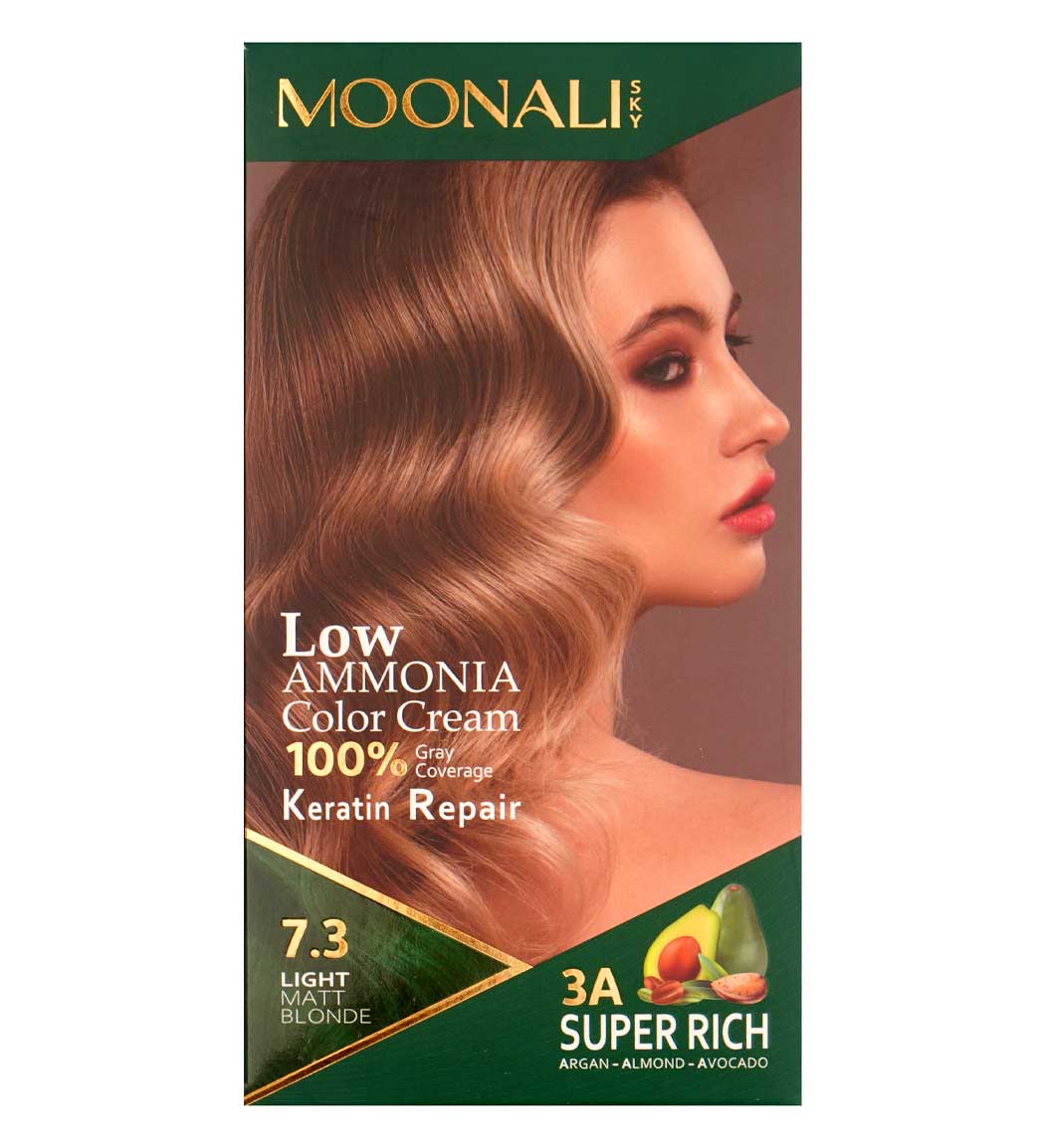 کیت رنگ موی مونالی اسکای شماره 7.3 رنگ بلوند زیتونی روشن