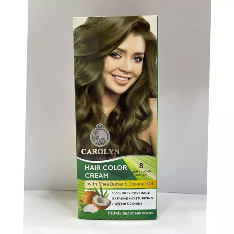 کرم رنگ مو کارولین با کره شی و روغن نارگیل - 8 بلوند روشن ایتالیایی