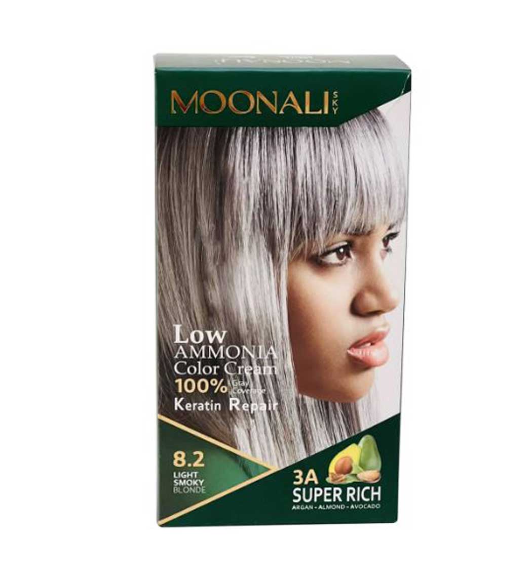 کیت رنگ موی مونالی اسکای شماره 8.2 رنگ بلوند دودی روشن