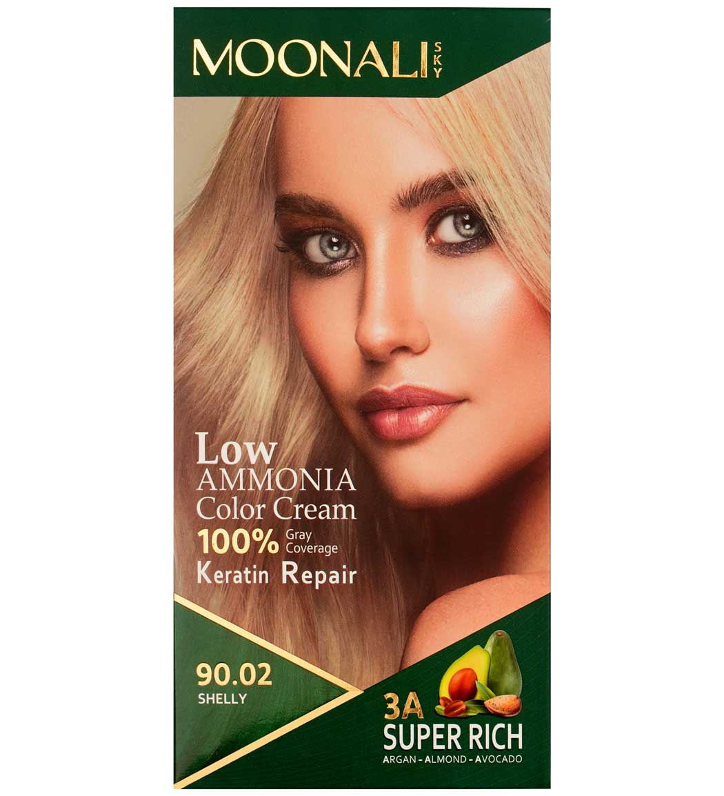 کیت رنگ موی مونالی اسکای شمارخ90.02 رنگ  صدفی