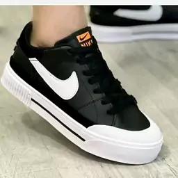 کتونی نایک مشکی سفید کرم زنانه دخترانه کفش ونس اسپرت اسپورت نایکی NIKE شیک طبی لژدار لژ دار چرم سبک راحت  رانینگ بندی