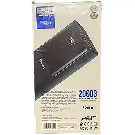 پاوربانک سوپر فست شارژ XHanz 66W 20000mAh پشتیبانی PD