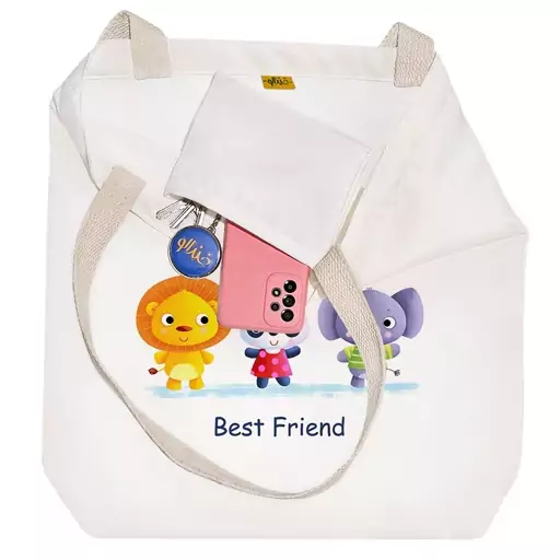 توت بگ پارچه ای خندالو طرح Best friends کد H1799