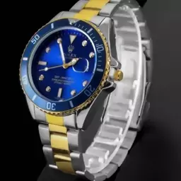 ساعت مچی عقربه ای مردانه Rolex رولکس ساب مارین صفحه سورمه ایی بند دو رنگ نقره ایی و طلایی کد 9295