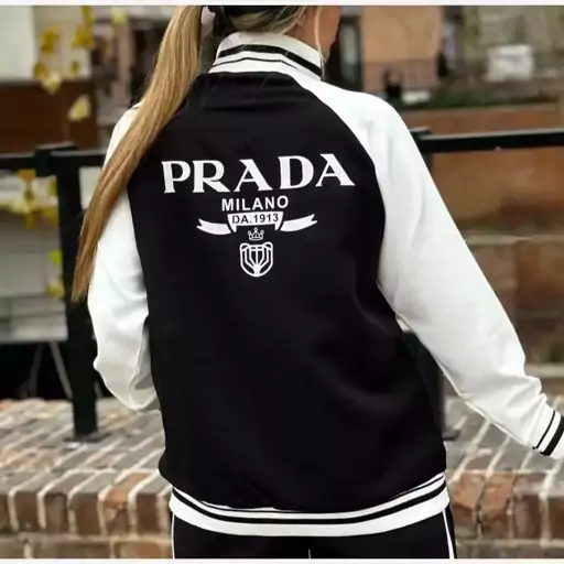 ست اسپرت پرادا  prada (فری تا46)جنس کتان کش- مانتو شلوار اسپرت - ست اسپرت - مانتو و شلوار - ست ورزشی - مانتو و شلوار عید