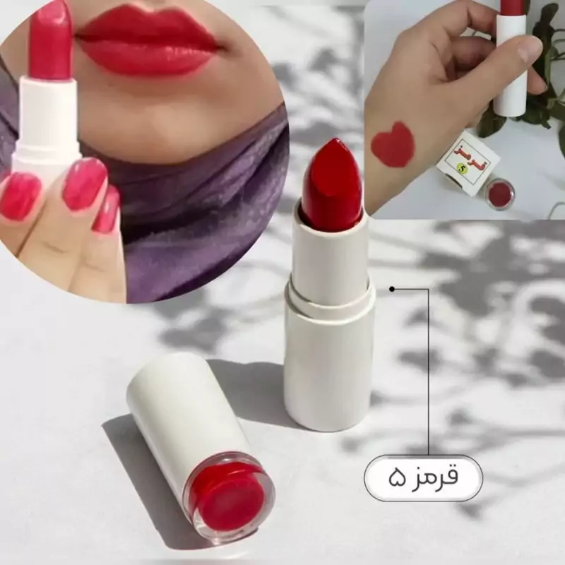 رژلب جامد ویتامینه طبیعی (قرمز کد5 )