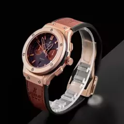 ساعت مردانه هابلوت با حک برجسته برند با جعبه چوبی hublot