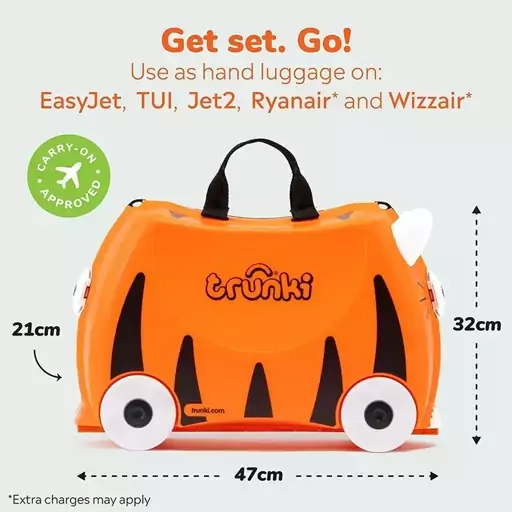 چمدان سواری کودک با ظرفیت 18 لیتر طرح ببر نارنجی مدل 0085 Trunki 18L