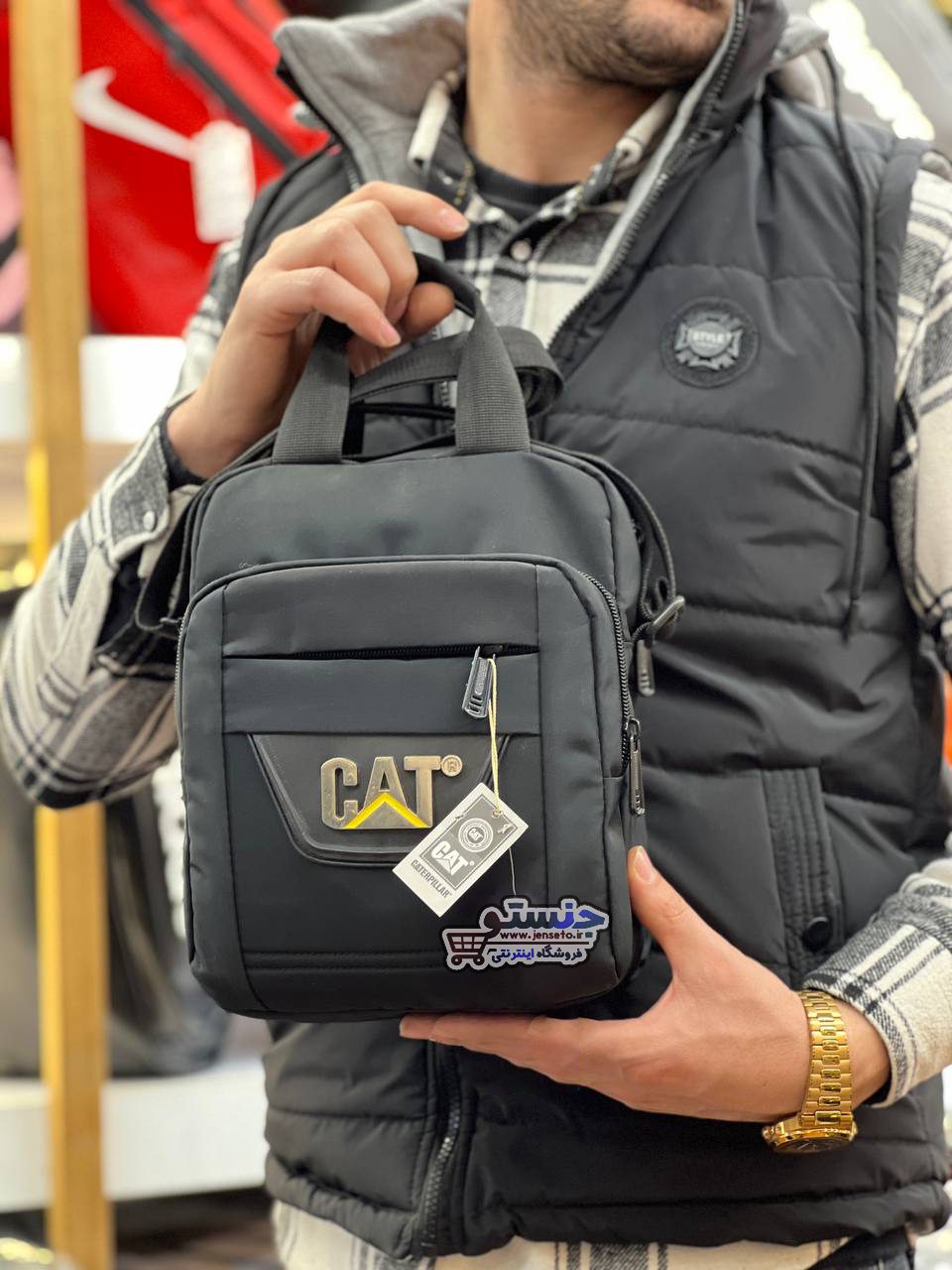 کیف دوشی مردانه cat کاترپیلار کد 606
