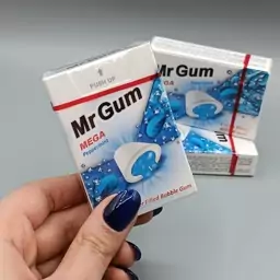 ادامس بادکنکی مغزدار مستر گام با طعم نعنا خنک پک سه عددی mr.gum

