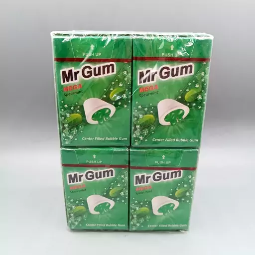 ادامس بادکنکی مغزدار مستر گام با طعم نعنا سبز بسته 16 عددی mr.gum

