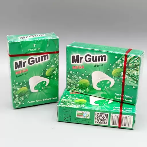 ادامس بادکنکی مغزدار مستر گام با طعم نعنا سبز  پک سه عددی mr.gum

