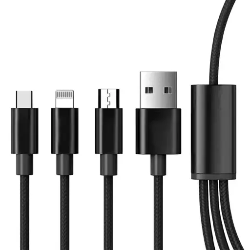 کابل تبدیل USB به Lightning/MicroUSB/USB-C مینیسو طول 1.3 متر