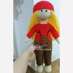 عروسک دختر روسی بالباس گوزن کاملا دستبافت درغرفه بافتنی پونه..بسیارشیک و زیبا بافته شده باکاموای عالی بدون پرز