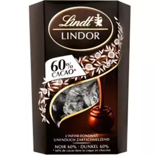 ترافل شکلاتی 60درصد ایتالیایی لینت لیندور Lindt LINDOR با طعم تلخ 200 گرم