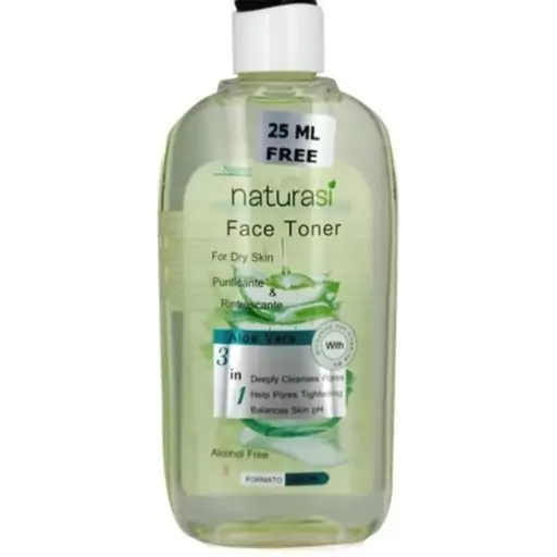 تونر پاک کننده پوست آلوئه ورا ناتوراسی مخصوص پوست خشک و حساس  نام لاتین محصول NATURASI FACE TONER 