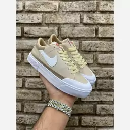 کتونی نایک کرم مشکی سفید زنانه دخترانه کفش ونس اسپرت اسپورت نایکی NIKE شیک طبی لژدار لژ دار چرم سبک راحت رانینگ صدسیپنج