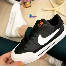 کتونی نایک مشکی سفید کرم زنانه دخترانه کفش ونس اسپرت اسپورت نایکی NIKE شیک طبی لژدار لژ دار چرم سبک راحت رانینگ صدسیپنج