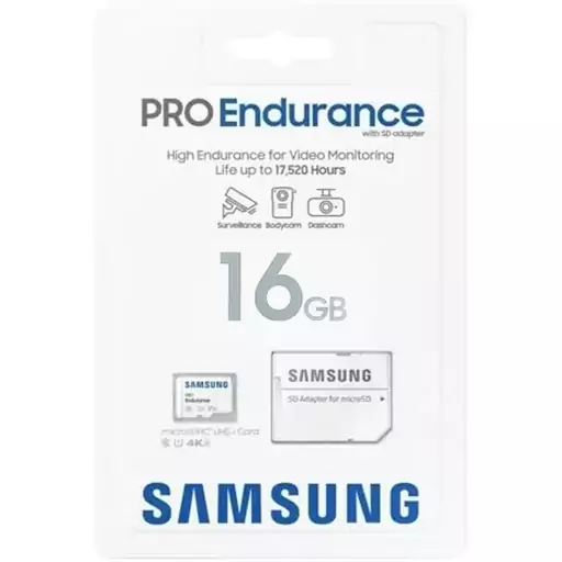 رم 16 گیگابایت U1 سامسونگ PRO ENDURANCE سرعت 100MBs ( گارانتی مادام العمر )