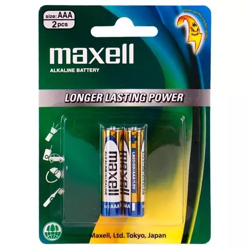 باتری دوتایی نیم قلمی Maxell Alkaline LR03 1.5V AAA