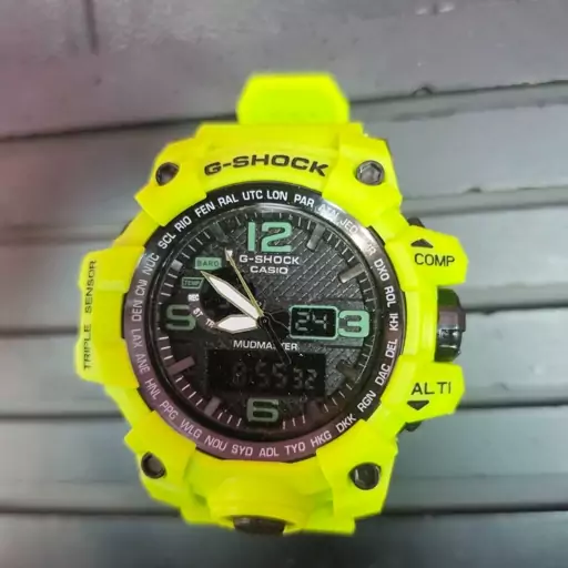 ساعت طرح جی شاک مردانه ضد آب دارای روزشمار و آلارم G SHOCK سبز فسفری