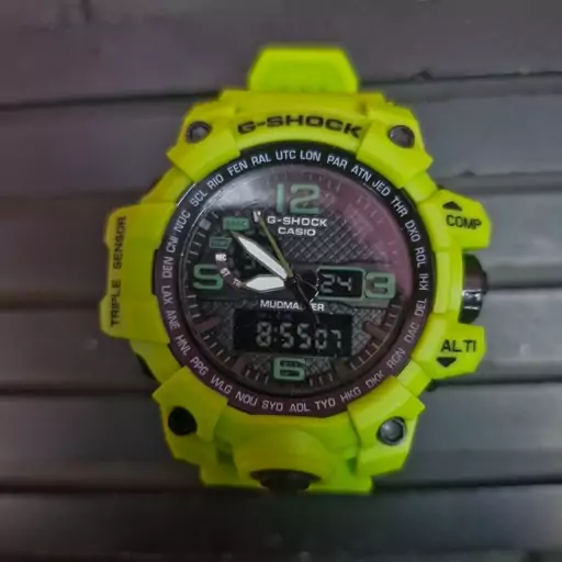 ساعت طرح جی شاک مردانه ضد آب دارای روزشمار و آلارم G SHOCK سبز فسفری