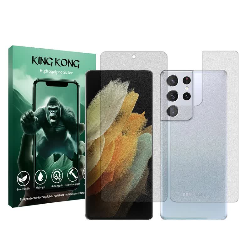 گلس سامسونگ Galaxy S21 Ultra 5G مدل هیدروژلی مات برند کینگ کونگ به همراه محافظ پشت گوشی