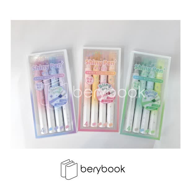 bling / هایلایتر اکلیلی / بسته 4 عددی / shiny pen