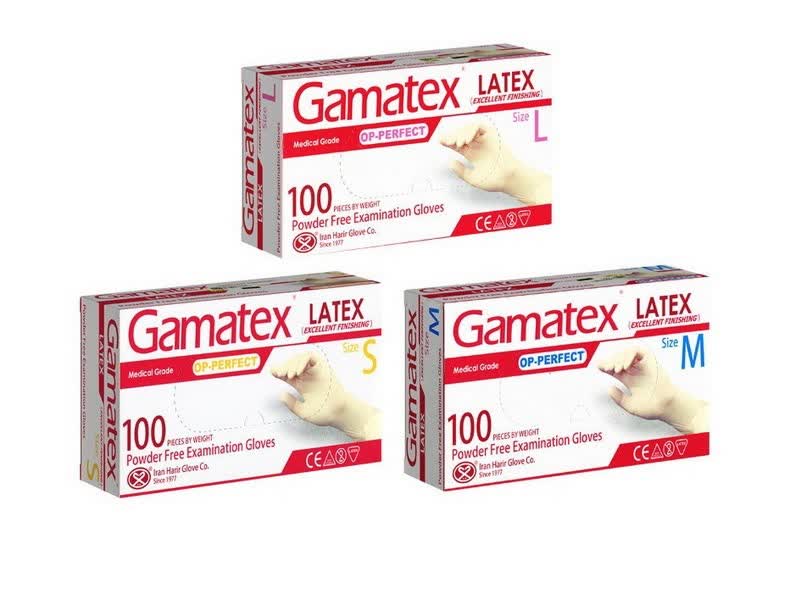 دستکش لاتکس بدون پودر گاماتکس Gamatex Op-Perfect Excellent صد عددی - حریر