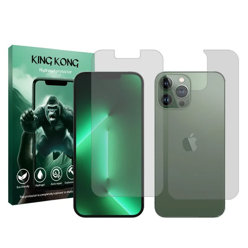 گلس اپل iPhone 13 Pro Max مدل هیدروژلی شفاف برند کینگ کونگ به همراه محافظ پشت گوشی