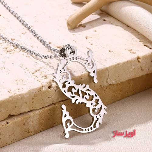 گردنبند حرف انگلیسی S طرح گل کد 103294