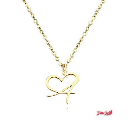 گردنبند حرف انگلیسی A با طرح قلب کد 102512
