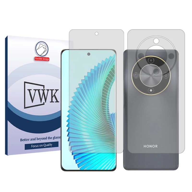 گلس شفاف آنر X9b برند VWK به همراه محافظ پشت گوشی