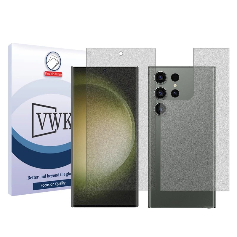 گلس مات سامسونگ Galaxy S23 Ultra برند VWK به همراه محافظ پشت گوشی