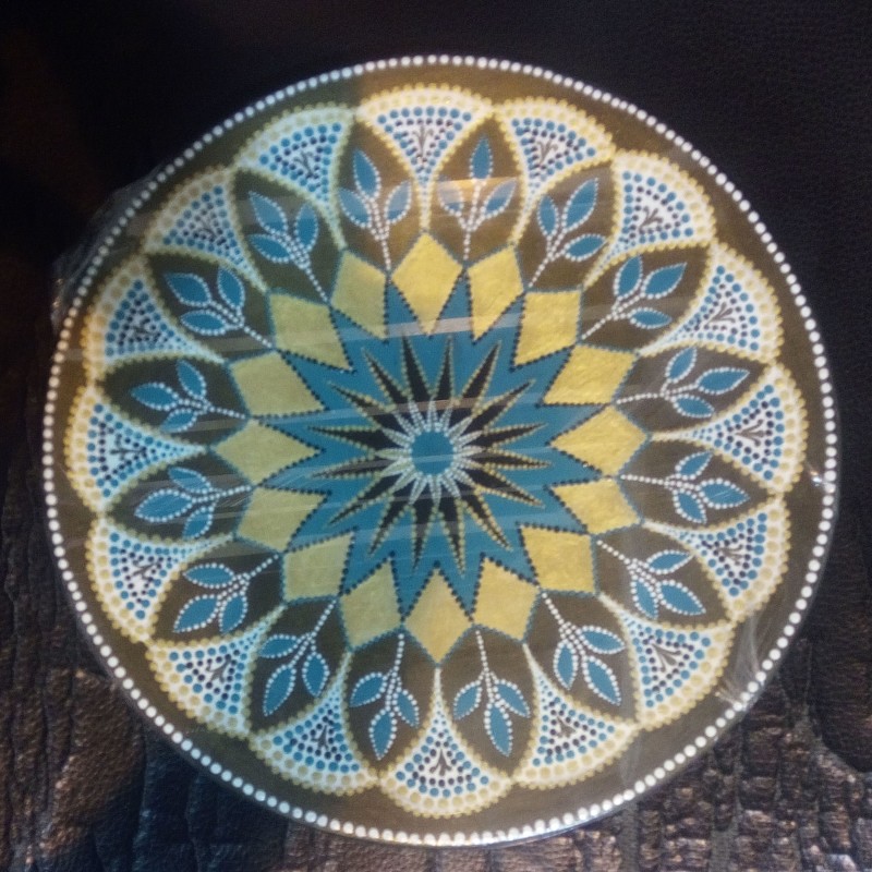 دیوارکوب سفالی نقطه کوبی  طرح ستاره
