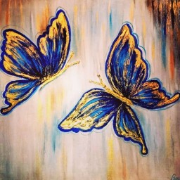 تابلو رنگ وروغن طرح برجسته پروانه ها،گالری هنری محسنی