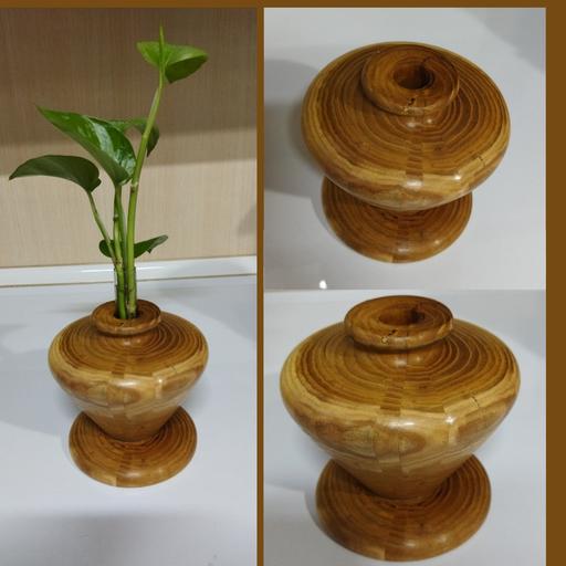 گلدان چوبی خراطی شده
