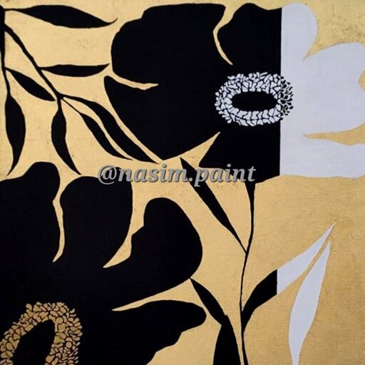 تابلو نقاشی ورق طلا طرح گل مینیمال