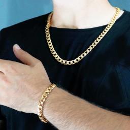 کارتیر طرح طلا ست دستبند و گردنبند مردانه و زنانه جنس آلومینیوم طلایی 