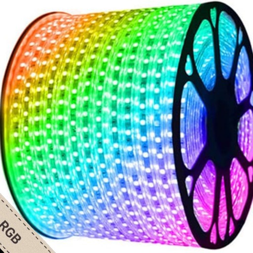 ریسه شلنگی RGB روکش دار زاویه پرتو 120 نور مخفی هفت رنگ حلقه 50 متری 60 لامپ ساخت ایران LED / SMD