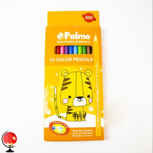 مداد رنگی پالمو 12 رنگ  طرح ببر جعبه مقوایی کد1362